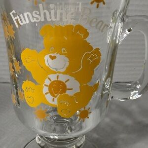 Vintage Funshine Care Bear Pedestal Glass Mug American Greetings 1984